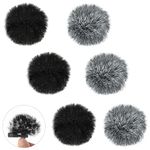 6 Pieces Wind Muff, DaKuan Furry Microphone Windscreen of 0.2 Inch, Mini Microphone Muff Windproof Microphone Cover Wind Screen, Black and Gray