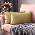 Khooti Decorative Velvet Cushion Cover Pack of 3-14" x 20" / 36 x 51 cm - Wheat - Soft Pillow Covers Cushion Case for Sofa Bedroom Livingroom Chair Car, Cushion Cover