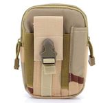 GOCART WITH G LOGO Men's Nylon Outdoor Tactical Waist Bag EDC Molle Belt Waist Pouch Security Purse Phone Carrying Case (Beige)