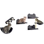 PawHut 4PCs Wall Mounted Cat Tree Cat Wall Shelves W/Scratching Post Dark Grey