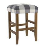 HomePop Open Back Counter Height Barstool, 24.5 inch, Blue Plaid