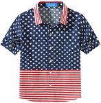 SSLR Big Boys Hawaiian Shirt Cotton Casual Short Sleeve Button Up Shirts (Medium, Navy Red)