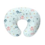 haus & kinder Newborn Nursing Feeding Pillow, Breastfeeding Pillows with Removable Cover, Infant Support for Baby and Mom Cradle 0-24 Months (Vitamin Sea, Cotton Poplin, Multicolor)