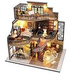 Lannso DIY Dollhouse Miniature Kit, Doll House Kit with Dust Proof Cover and Music Box, Mini Wooden Dollhouse Toys for Adult Gift(M2132)