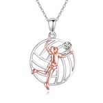 CRMAD Volleyball Gifts Necklace for Players Sterling Silver Sport Inspirational Jewelry for Women (round)