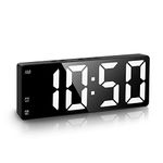 Criacr Digital Alarm Clock, Alarm Clocks Bedside with Large LED Temperature Display, USB/Battery Powered Bedside Clock with Dual Alarms, Voice Control, Snooze, for Bedroom