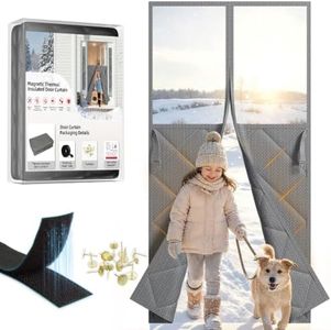 ZTIONHD Magnetic Thermal Insulated Door Curtain Fits 72x80inch Double Door
