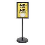 A4 Poster Display Stand Adjustable Poster Stand Menu Standing Replaceable Advertisement Rack Floor Poster Display Stands with Stable Round Base for Commercial/Wedding/Show (Black)