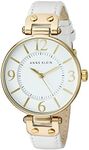 Anne Klein Women's 109168WTWT Gold-Tone Watch with White Leather Band