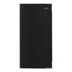 Letts of London Classic Weekly/Monthly Planner, 12 Months, January to December, 2024, Appointments, Gold Corners, Horizontal, Slim Size, 6.625" x 3.25", Black (C32SBK-24)