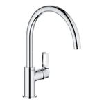Grohe Bauloop Single-Lever Sink Mixer Faucet 1/2“ | Deck Mounted Kitchen Sink Tap | Hot and Cold-Only Single Lever Faucet with 360° Swivel Spout | Chrome Finish | 10 Year Warranty | 31232001