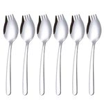 Salad Forks, 6-Pack 18/10 Stainless Steel Sporks, 7.5-Inch Long Handle Dinner Fork for Ice Cream Scoops and Fruit, Desserts, Pasta, Etc.