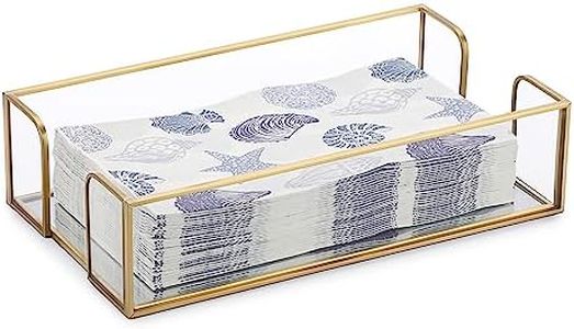 BTSKY Gold Glass Napkin Holder - Rectangle Napkins, Guest Towel Box Tissue Holder for Dining Table, Kitchen, Restaurant, Hotel, Reception and Parties, Paper Towel Holder