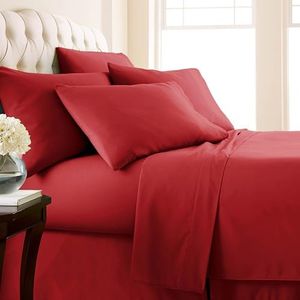 Southshore Fine Living, Inc. Extra Deep Pocket Full Size Sheets Set, 6-Piece Ultra Soft Microfiber Bed Sheets with 21" Deep Fitted Sheet Full, Oversize Flat Sheet, 4 Pillowcases, Chili Pepper Red