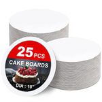 25-Packs Cake Boards 10 inch Round， White Cake Board Rounds，White Cake Circles Rounds Base Food-Grade Cardboard Cake Plate for displaying Cakes,Bread, Desserts（Thin and Sturdy）