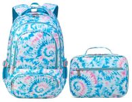 BLUEFAIRY Girls Backpack for Kids Bookbag Teens Girls Elementary School Bags Lightweight Waterproof Bags for Child, A-spiral-blue-set