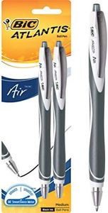 BIC Atlantis Air Retractable Ball Pen Medium Point (1.2 mm) - Black, Pack of 2 Ballpoint Pens