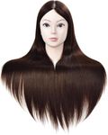 DELUXE HAIR Mannequin Head Manikin Cosmetology Doll Head with Stand for Hairstylist Hairdresser Practice Training Bleaching Dyeing Styling Coloring Braiding Curling Cutting (Brown)