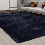 CAROMIO Navy Area Rug for Bedroom, Extra Large 8' x 10' Fluffy Rugs Shag Rugs for Living Room Furry Rugs for Girls Boys Room Shaggy Rug for Kids Baby Room Home Decor Rug Carpets, Dark Navy