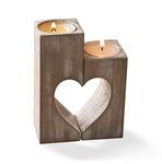 Wood candle holders Valentines Day Gift for Her Wedding gift ideas Rustic candle holder Wooden heart shaped Decorative tea light candles Home decorations Handmade table centerpiece decor Family gift