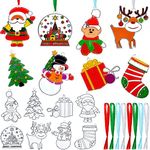 16 Pieces Christmas Window Suncatcher Cute Bauble Suncatcher DIY Craft Suncatcher Xmas Acrylic Suncatcher Decorations Mixed Color Satin Ribbons for Christmas Supplies (3 to 4 Inches, Cute Style)