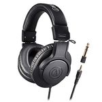 Audio-Technica ATH-M20x/1.6 Professional Monitor Headphones, Wired Headphones, Cable Length 5.6 ft (1.6 m), Recording, Musical Instrument Practice, Mixing, DJ, Gaming, Black