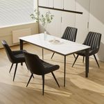 Daluvenix Dining Chairs Set of 4,Mid Century Modern Kitchen Chairs,Upholstered Fabric Armless Dinning Side Chairs with Back and Metal Legs for Kitchen,Dining Room,Living Room, Black