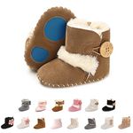 EDOTON Baby Warm Booties with Button Design Soft Bottom Non-slip Sole Toddler Snow Boots Winter Warm Shoes (6-12 Months, Brown)