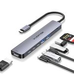 LENTION USB C Hub with 4K@60Hz HDMI Adapter, 5Gbps Data Transfer with 2 USB C and 2 USB 3.0, PD 100W, Dual Card Reader for Windows PC, Mac, iPhone 15, More, Stable Driver Adapter (CB-CE19, Space Gray)