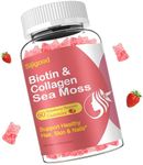 Vegan Collagen Gummies with Biotin, Sea Moss, Keratin, Hyaluronic Acid, Vitamin for Skin, Hair Growth, Nails & Joints, Women Men Adults Kids, 60 Gummies Vitamins Supplement