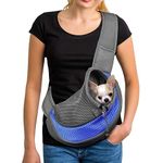 Pet Dog Cat Sling Carrier Bag Puppy Shoulder Carry Bag Hands Free Dog Front Carrier with Adjustable Shoulder Strap Pet Travel Carrier Tote Bag with Breathable Mesh Pouch for Outdoor Walking Subway