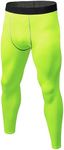 Men's Compression Pants Cool Dry Athletic Leggings Workout Running Tights Active Sports Baselayer Tights Men Yoga Pant, B# Fluorescent Green, Medium