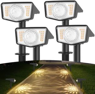 Quntis Solar Lights Outdoor, Super Bright Solar Landscape Spotlights with 2 Detachable Lenses, Waterproof Solar Powered Spot Lights for Garden Yard Wall Outside - Warm White -4 Pack