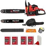 BU-KO 65cc Petrol Chainsaw 3.89HP 20" Bar with 2 Chains and 16" Bar with 2 Chains - Cover Bag and Full Safety Gear…