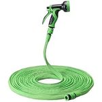 Navaris Expandable Hose 15-30m (50ft - 100ft) - Flexible Expanding Garden Water Hose Pipe - with 10-Function Spray Gun and Quick Connectors - Green Hosepipes