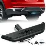 BESKE Black Textured Fits Vehicles with 2" Hitch Receiver Textured Black Hitch Step Rear Bumper Guard Protector with Pin Lock and Stabilizer