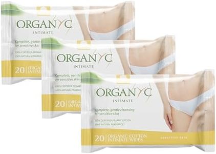 Organyc - 100% Organic Cotton Intimate Wet Wipes, No Parabens, Alcohol, or Chlorine -, White, 20 Count (Pack of 3) (ORGWW1A)