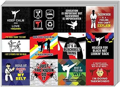 Taekwondo Stickers (10-Sheet)-Assorted Designs for Children - Classroom Reward Incentives for Students - Stocking Stuffers & Party Favors