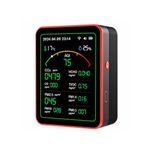 Hanzete 15-in-1 Air Quality Monitor Smart Air Quality Tester with CO/CO2/HCHO/TVOC//PM0.3/PM1.0/PM2.5/PM10/Temperature/Humidity/Time/Alarm Clock/Timer/Countdown Timer Mobile APP WiFi for Home & Office
