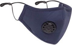 Hit Notion Cloth Mask Blue - with PM 2.5 Reusable, 1 Washable Cotton Face Mask - with 2 Filters - Adjustable Ear Bands & Nose Bridge - Removable Air Valve Protects Against Pollutants & Particles