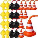 Mifoci Race Car Cups with Straws Plastic Traffic Cone Cups Tire Cups with Straws for Kids Yellow Trophy Cups Construction Party Supplies for Racing Car Construction Birthday Party Decor (24 Pack)