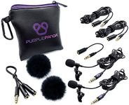 Purple Panda Dual Interview Lavalier Lapel Microphone Kit (2 Pack) for Podcast - Professional Omnidirectional Clip On Lav Mic - Compatible with iPhone, Android, DSLR Camera, Samsung, Zoom, Tascam