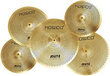 Low Volume Cymbal Pack Golden Mute Cymbal 14"Hi-hat+16"Crash+18'Crash+20"Ride Quiet Drum Cymbal Pack for Practice