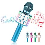 Ecokra Microphone for Kids, Wireless Bluetooth Microphone Karaoke Bluetooth Childrens Microphones, Karaoke Speaker Machine Home KTV Player Support Android & iOS Devices for Party Singing (Blue)