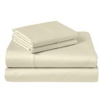 Rajlinen Queen Waterbed Sheets Set - 4 Piece Attached with Fitted Sheet Cool Breathable and Ultra Soft Rich 100% Cotton 15" Deep Pocket Attached Waterbed Sheet Set (Ivory Solid, Queen)