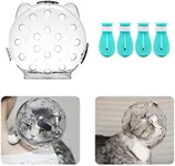 Augegel Cat Muzzle for Grooming with Silicone Claw Cover, Anti Bite Air Bubble Helmet, Adjustable Cat Hood Mask for Bathing Shaving Pet Tools