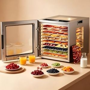 Food Dehydrator 10 Stainless Steel Trays Dehydrator Machine, Silver