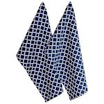 DII Cotton Lattice Dish Towels with Hanging Loop, 18 X 28" Set of 2, Fast Dry Kitchen Tea Towels for Everyday Cooking and Baking-Nautical Blue