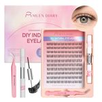 MLEN DIARY DIY Lash Extension Kit 100PCS Lash Clusters D Curl 8-12mm Cluster Individual Lashes with Bond and Remover and Tweezers Natural DIY Eyelash Extension Kit for Beginners Easy to Apply at Home