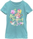 Nickelodeon JoJo Siwa Bee Yourself Girls Short Sleeve Tee Shirt, Tahiti Blue, X-Large